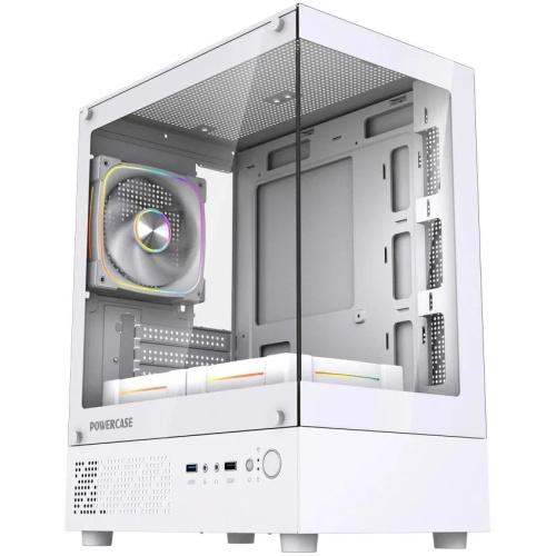 Корпус Powercase Vision Micro M1 ARGB (CVMM1W-A3), Tempered Glass, 3x 120mm ARGB fans, белый, mATX