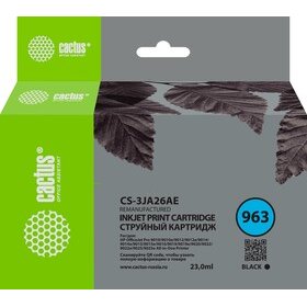 Картридж струйный Cactus CS-3JA26AE 963 черный пигментный 23мл для HP OfficeJet 9010/9012/9013/9014/9015/9016/9019/9020/9025