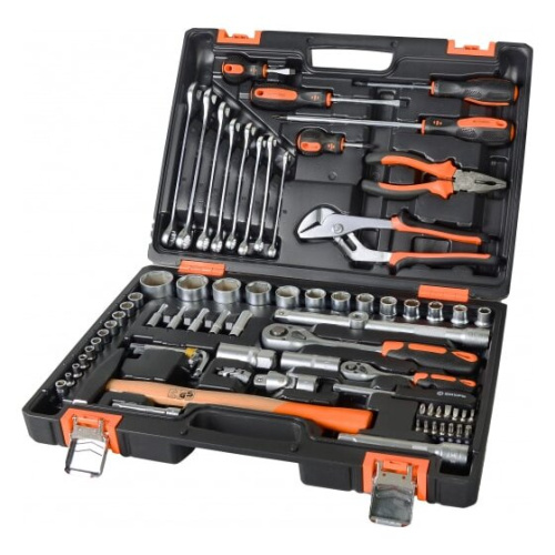 Набор инструментов Вихрь 73/6/7/4 1/2" 1/4" CrV, в кейсе 76 предм.