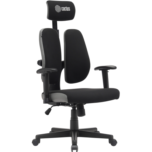 Кресло Cactus CS-CHR-MC03-BKGY черный/серый с подголов. крестов. пластик пластик черный