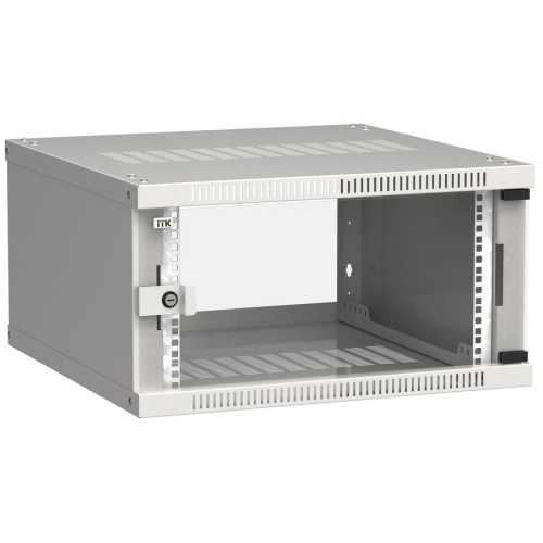 Шкаф коммутационный ITK Linea WE (LWE3-06U66-GF) настенный 6U 600x600мм пер.дв.стекл серый