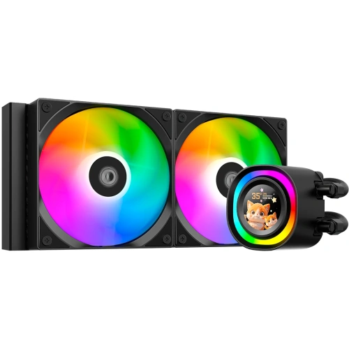 СВО ID-COOLING FX240 LCD (Soc 1851/1700/1200/115X/AM5/AM4, 2x120mm fan, 2000rpm, 27.2 дБ, 300W, PWM 4-pin/5V 3Pin ARGB,Cop)