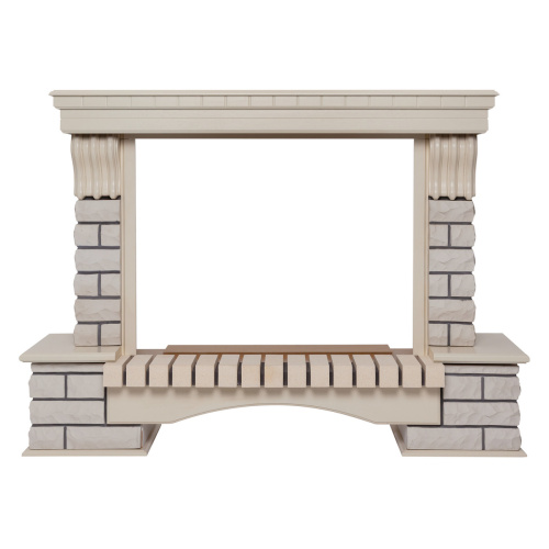 Портал каминный из МДФ RealFlame Country 33 белый дуб, белый камень