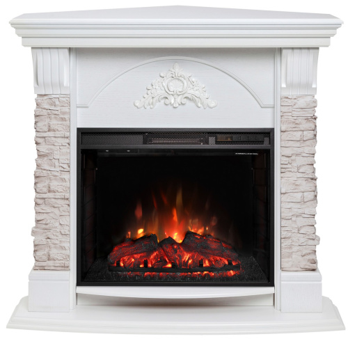 Электрокамин RealFlame Athena Corner GR белый с очагом Sparta 25,5 LED