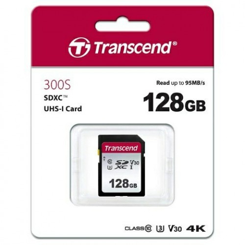 Карта памяти Transcend TS128GSDC300S SDXC 300S, 128GB UHS-I Class U3 V30