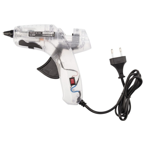 Пистолет клеевой Rexant 12-0107 60Вт, d11мм, Прозрачный корпус, с кнопкой, блистер