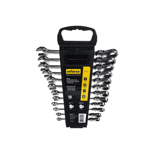 Набор ключей комбинированных Inforce 06-05-51 шарнирных с трещоткой 12 предметов