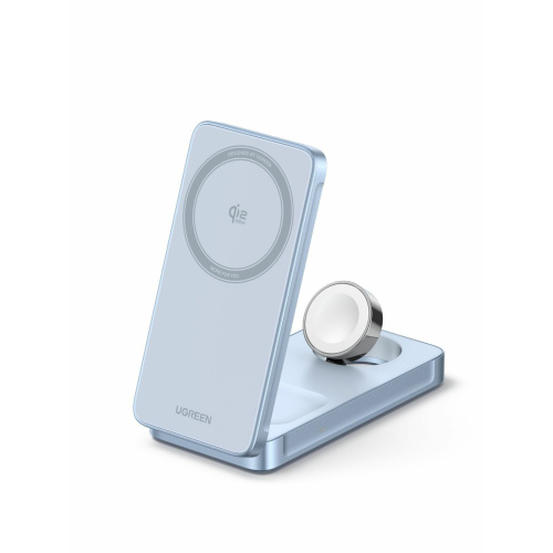 Зарядное устройство UGREEN W757 (55901) MagFlow 25W Magnetic Qi2.2 Wireless 3-in-1 Charger Starlight Blue