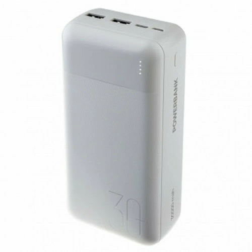 Power bank Perfeo PF_E2096 30000mah + In Micro usb+Type-C Out USB 1А, 2.1A White