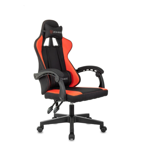 Кресло игровое Zombie Rudger (Zombie Rudger Red) черный/красный ткань/эко.кожа крестов. пластик