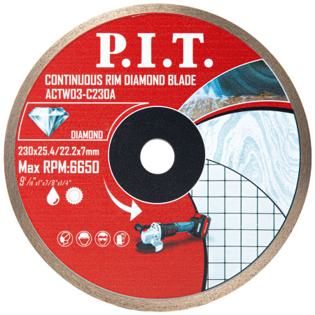 Диск алмазный P.I.T. ACTW03-C230A отрезной (сплошной) 230x25,4/22,4x1,8 мм