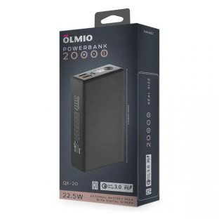 Внешний АКБ OLMIO QX-20 20000mAh 22.5W графитовый