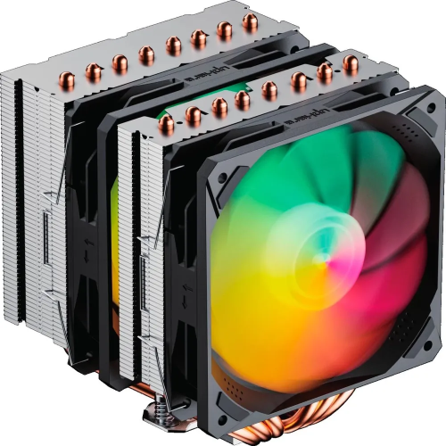 Кулер upHere D8SEC Black ARGB / 8HPx6mm, 280W TDP, dual tower, 2x120mm ARGB fans, 600-1600RPM, 68.2 CFM, 25dBA