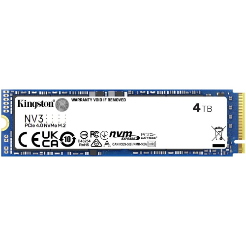 SSD Kingston NV3 SNV3S/4000G, 4000GB, M.2(22x80mm), NVMe, PCIe 4.0 x4, R/W 6000/5000MB/s, TBW 1280, DWPD 0.3