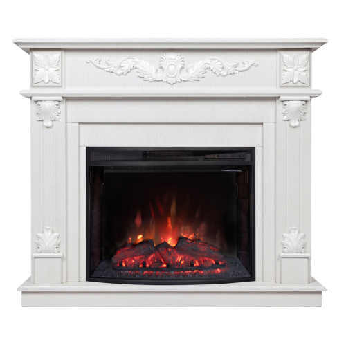 Электрокамин RealFlame Philadelphia 25,5/26 WT белое золото с очагом Evrika 25,5 LED