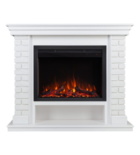 Электрокамин RealFlame Brixton 25,5 WT белый с очагом Saphir 25,5