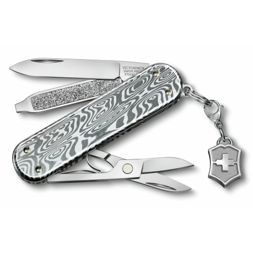 Складной нож Victorinox Classic Brilliant Damast 0.6221.34, функций 5, 58мм, серебристый, коробка подарочная