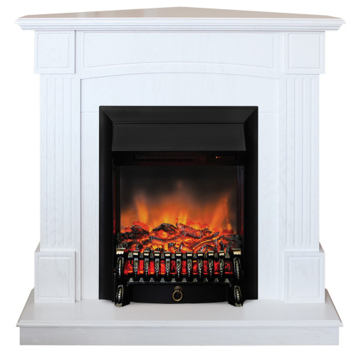 Электрокамин RealFlame Andrea Corner WT фактурный белый с очагом Fobos Lux Black RC