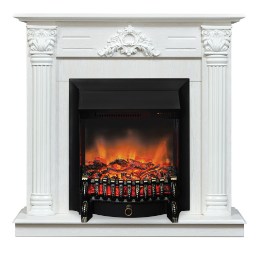 Электрокамин RealFlame Stefania WT белое золото с очагом Fobos Lux Black RC