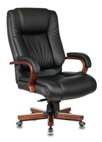 Кресло руководителя Бюрократ T-9925WALNUT/Black черный кожа крестовина дерево