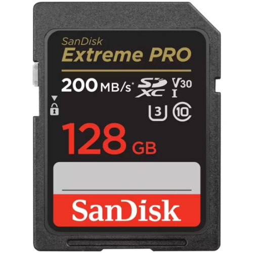Карта памяти SanDisk (SDSDXXD-128G-GN4IN) 128GB SDXC Class 10 V30 UHS-I U3 Extreme Pro 200MB/s