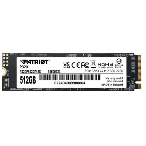 SSD Patriot P320 P320P512GM28 512ГБ, M.2 2280, PCIe 3.0 x4, NVMe, M.2