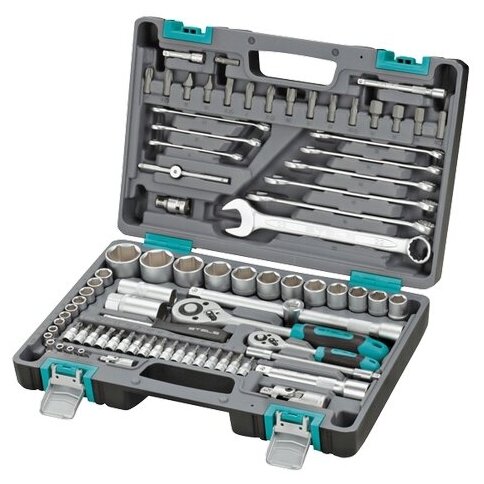 Набор инструмента STELS 14105 82 предм. пластиковый кейс 1/2", 1/4", CrV