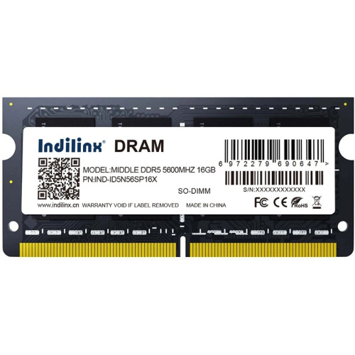 ОЗУ Indilinx IND-ID5N56SP16X, DDR5 SO-DIMM 16Gb, 5600Mhz, CL47