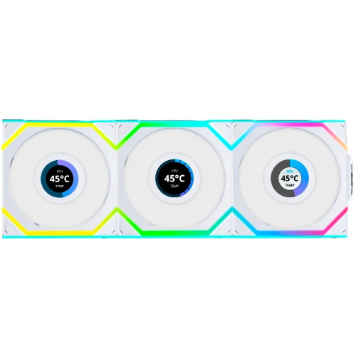 Комплект вентиляторов (3шт.) Lian Li UNI Fan SL Wireless LCD 120 Reverse Blade (G99.12RSLLCD1W3W.R0)/12RSLLCD1W3W White/120x124,5x28мм(1.6”,PWM,ARGB)