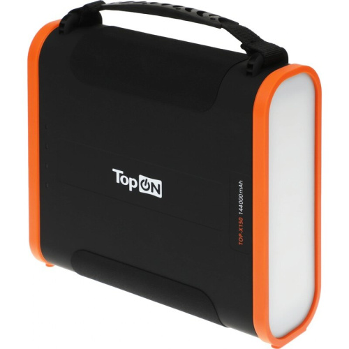 Электростанция портативная TopON TOP-X150 (103764) 148000mAh 5A QC3.0/PD3.0 4xUSB солн.бат. черный/оранжевый