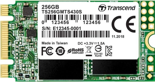 SSD Transcend MTS430S (TS256GMTS430S) M.2 2242 (42 мм) SATA III, 3D TLC, 256 Гб