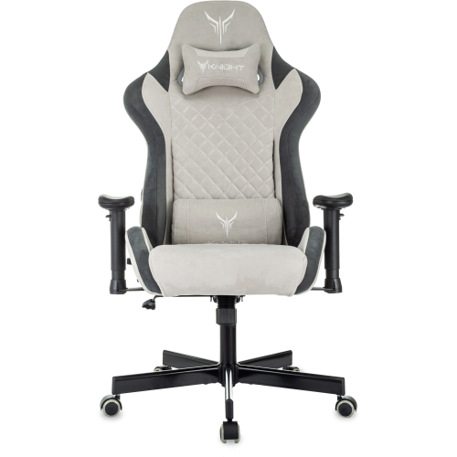 Кресло игровое Knight Regal Fabric серый/светло-серый искусственная замша крестов. металл