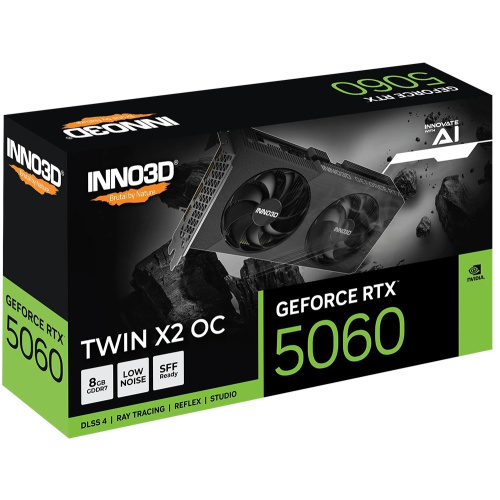 Видеокарта INNO3D RTX 5060 Twin X2 OC (N50602-08D7X-195071N)/RTX5060, HDMI, DP*3, 8G,D7