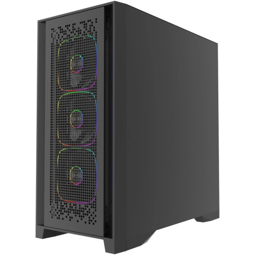 Корпус Powercase ByteFlow Pro ARGB (CH9GPB-A4), Black, Tempered Glass, Type-C, 4x 120мм ARGB PWM Fans, чёрный, E-ATX