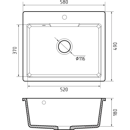 Кухонная мойка GRANFEST Urban 658 white