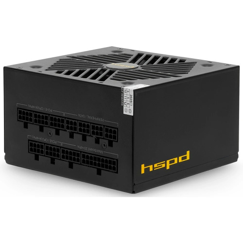 Блок питания HSPD HSK-750GF-BK 750W 80+ Gold (ATX, 2.52, Full modular, 1x24(20+4)pin mesh 550mm, 1xCPU*2 8(4+4)pin 650+150mm, 2xPCIe*2 8(6+2)pin