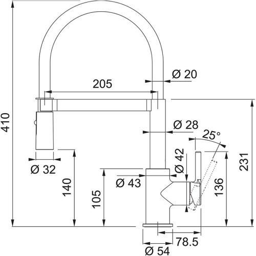 Смеситель FRANKE Lina Semi-pro 115.0626.085 хром/черный