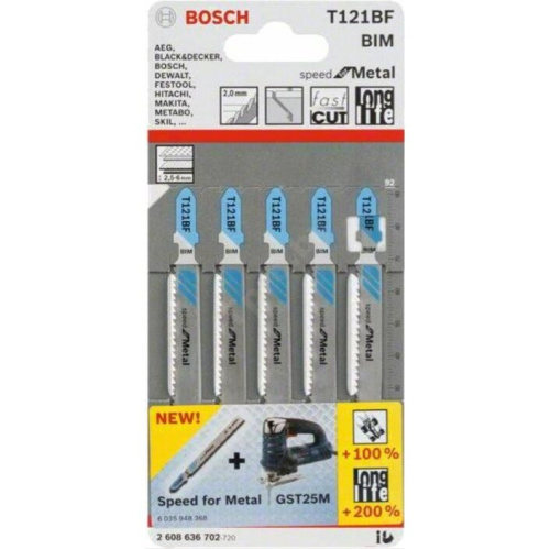 Пилка для лобзика Bosch T121BF 2.608.636.702 Speed for Metal 5шт