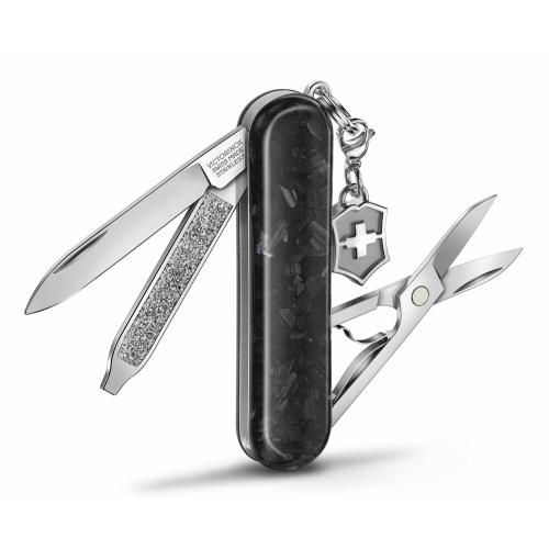 Складной нож Victorinox Classic Brilliant Carbon 0.6221.90, функций 5, 58мм, черный/серебристый, коробка подарочная