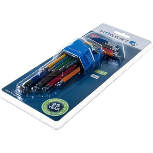 Набор ключей шестигранных HOEGERT TECHNIK HT1W806 удлиненных, 9 шт.