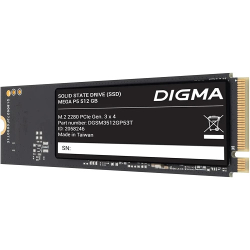 SSD Digma Mega P5 DGSM3512GP53T 512GB PCIe 3.0 x4 M.2 2280