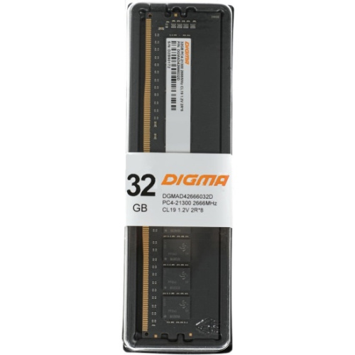 ОЗУ Digma DGMAD42666032D DDR4 32Gb 2666MHz RTL PC4-21300 CL19 DIMM 288-pin 1.2В dual rank
