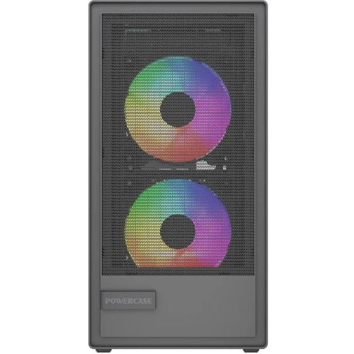 Корпус Powercase Mistral SM02 ARGB (CMMSM02B-A3), Tempered Glass, 3x120mm ARGB PWM fans, чёрный, mATX