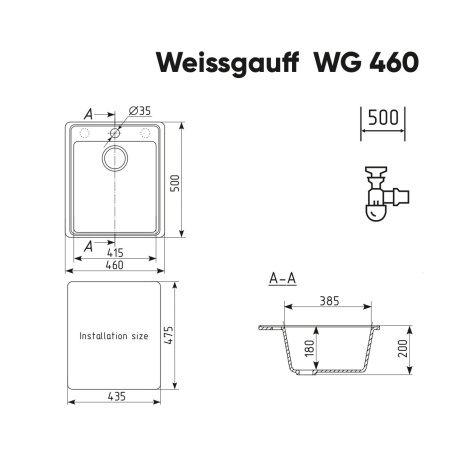 Мойка Weissgauff WG 46008 Anthracite