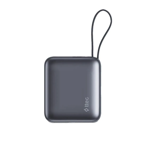 Внешний аккумулятор TTEC 2BB231GR ReCharger Mini LCD 10000mAh USB-C PD 20W Powerbank с кабелем USB-C&Lightning серый