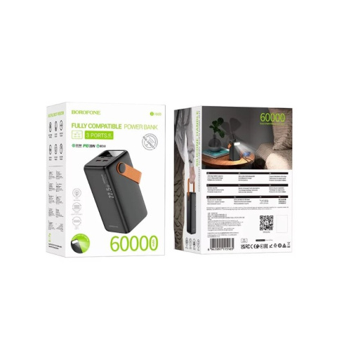 Аккумулятор внешний резервный BOROFONE BJ66B Magnifico 22.5W+PD20W fully compatible power bank 60000mAh черный
