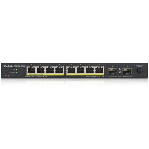 Коммутатор Zyxel GS1100-10HP v2 (GS1100-10HP-EU0102F) 8G 2SFP 8PoE+ 130W неуправляемый