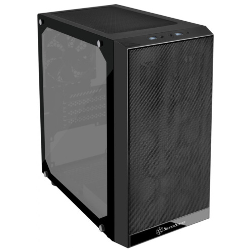 Корпус Silverstone SST-PS15B-PRO Precision Mini Tower Micro ATX Computer Case, tempered glass, 2x 120mm ARGB, 1x ARGB Controller, black