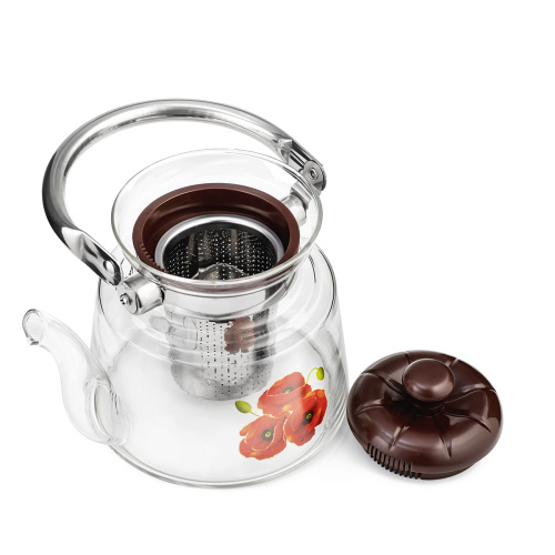 Заварочный чайник LARA LR06-12 1000мл боросиликатное стекло, стальной фильтр, складная ручка