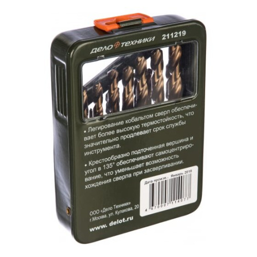 Набор сверл по металлу Дело Техники Р6М5К5 (211219) d 1,0-10,0